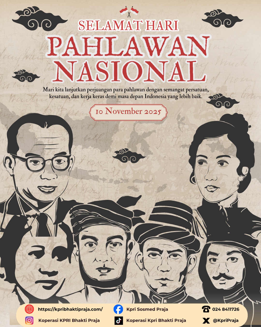 thumbnail Selamat Memperingati Hari Pahlawan Nasional 10 November 2025.