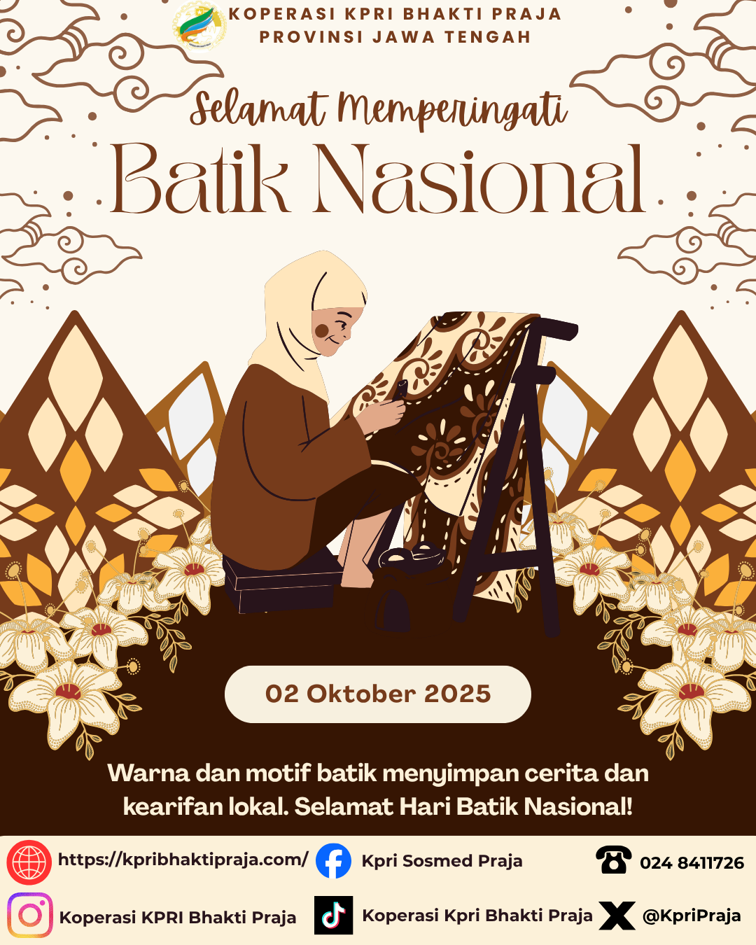 thumbnail Kamis, 2 Oktober 2025 Memperingati Hari Batik Nasional   "Warna dan motif batik menyimpan cerita dan kearifan lokal."